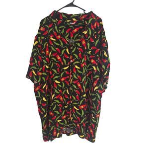 KS Island King Size Hot Pepper Button Front Shirt 4XL Mens Hawaiian‎ Vacation